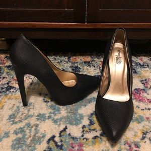 Charlotte Russe Faux Snakeskin Black Heels